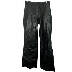 Aritzia Wilfred Black Faux Leather Flare Wide Leg Pants Womens Size 0